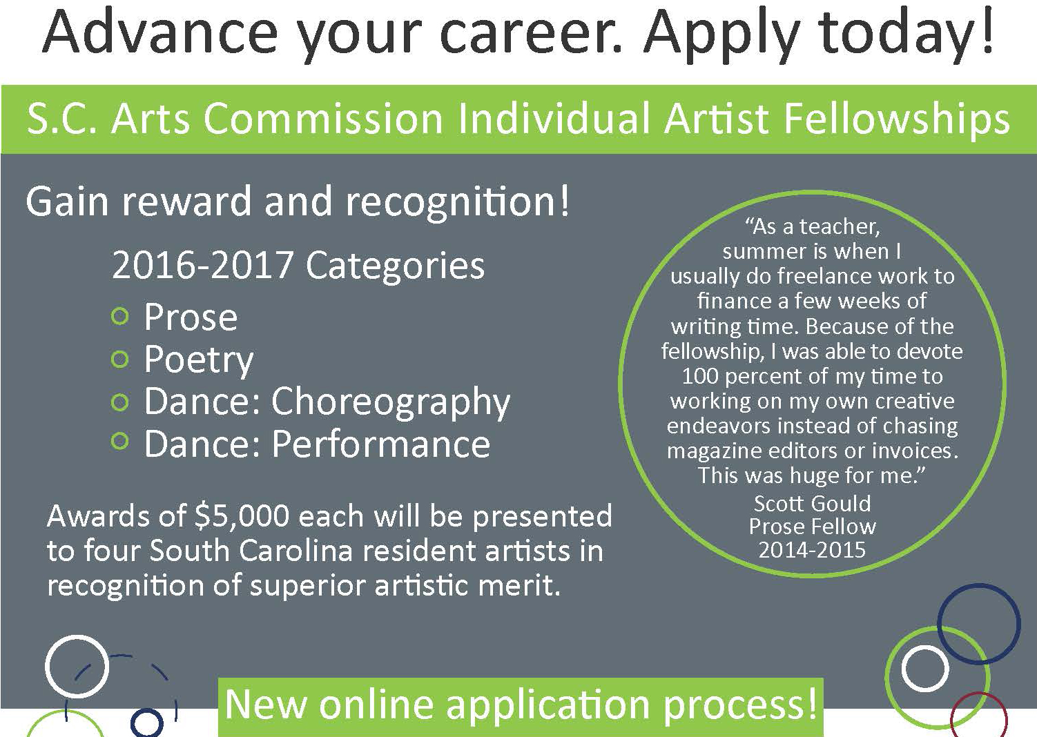Individual Artist Fellowship applications due Nov. 2