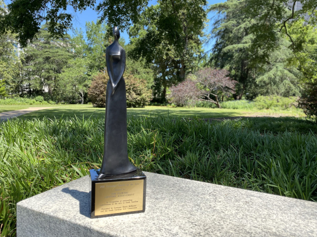 tom flowers' governor's award statue on statehouse grounds in columbia