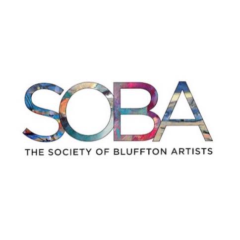 Society of Bluffton Artists logo has the letters "S-O-B-A" filled with painted surfaces.