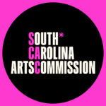 SCAC logo in cream and electric pink set in a black circle set inside an electric pink square box.