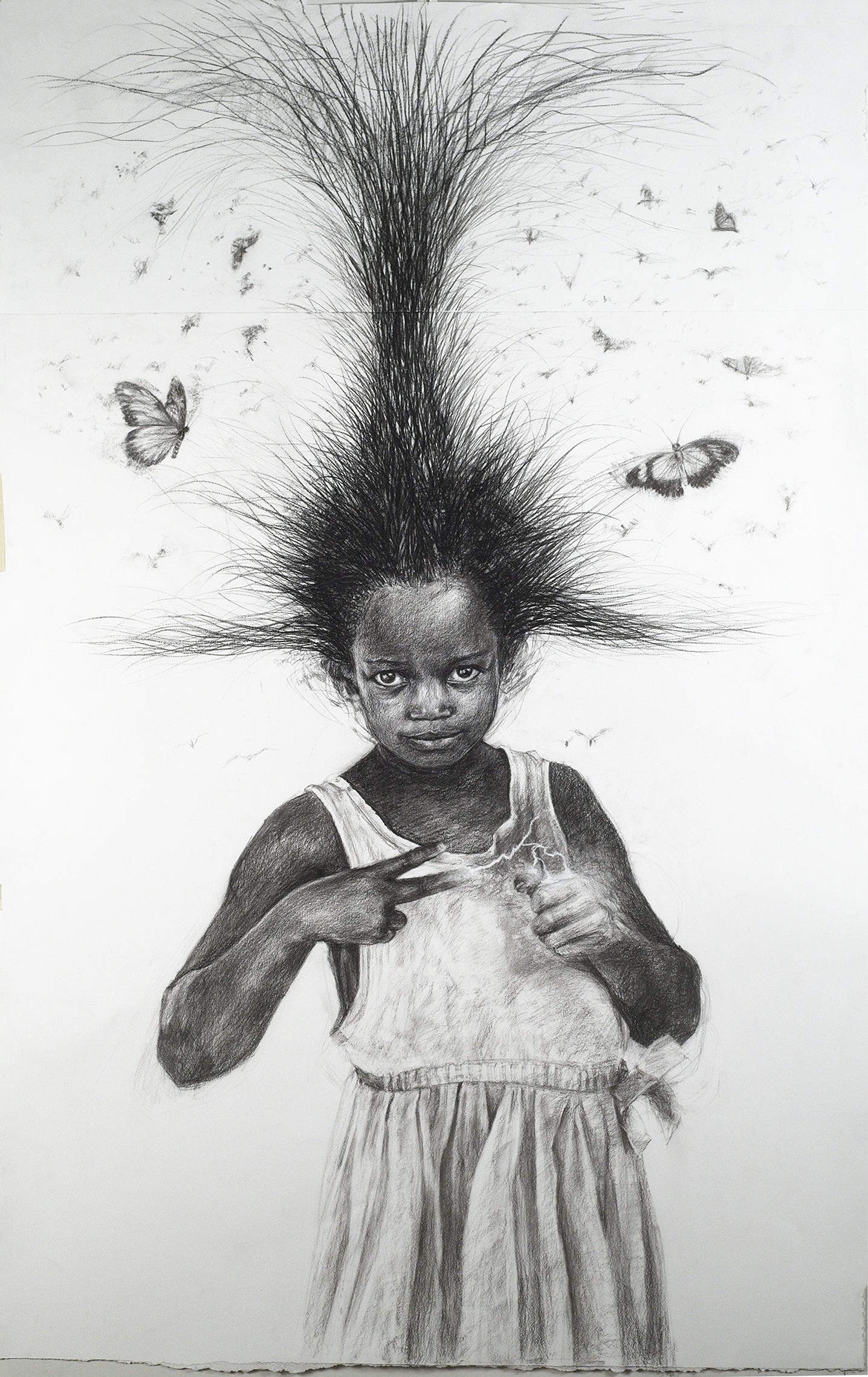 Peace be Unto You, a 40″x6″ charcoal drawing by Tyrone Geter