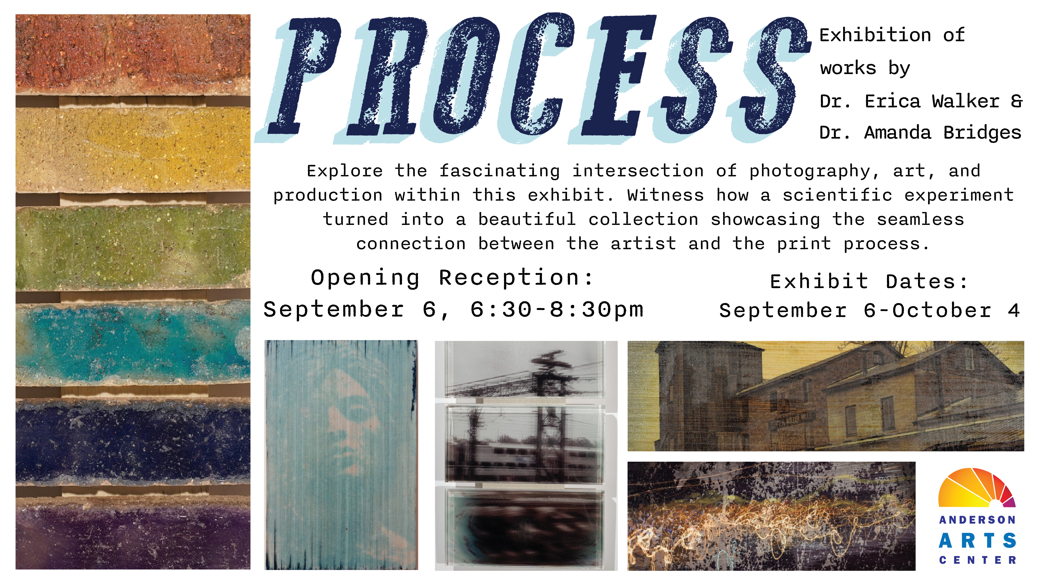 artworks by Erica Walker and Amanda Bridges in Process, an exhibition at Anderson County Arts Center