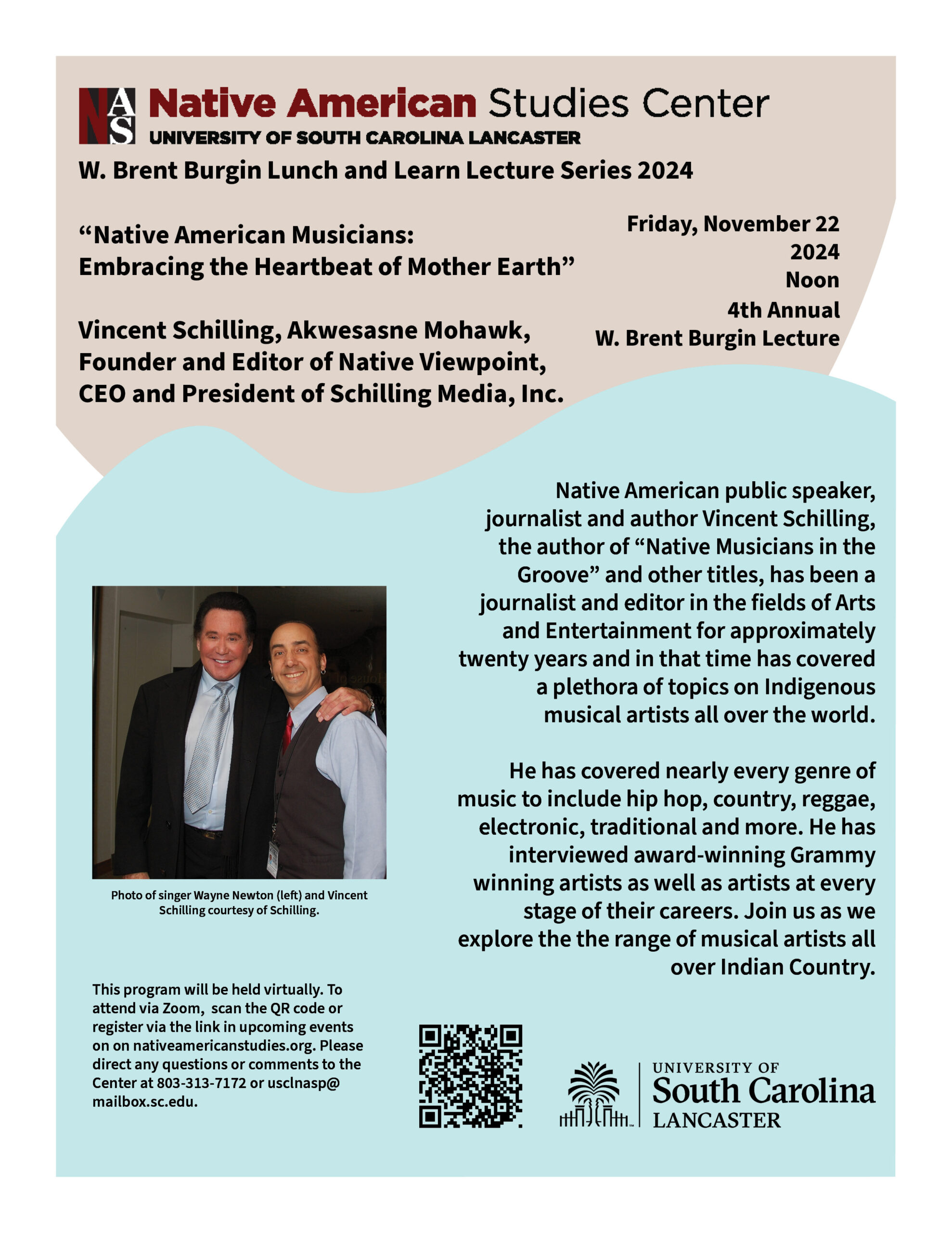 author lecture by Vincent Schilling at the Native American Studies Center in Lancaster, SC