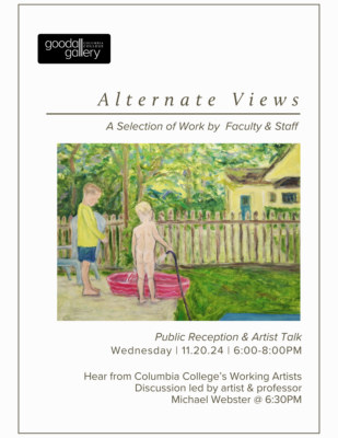 artwork showing boys in a backyard filling a small pool with a garden hose