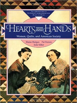 Book cover featuring a daguerreotype of two seated women quilting, circa 1850.