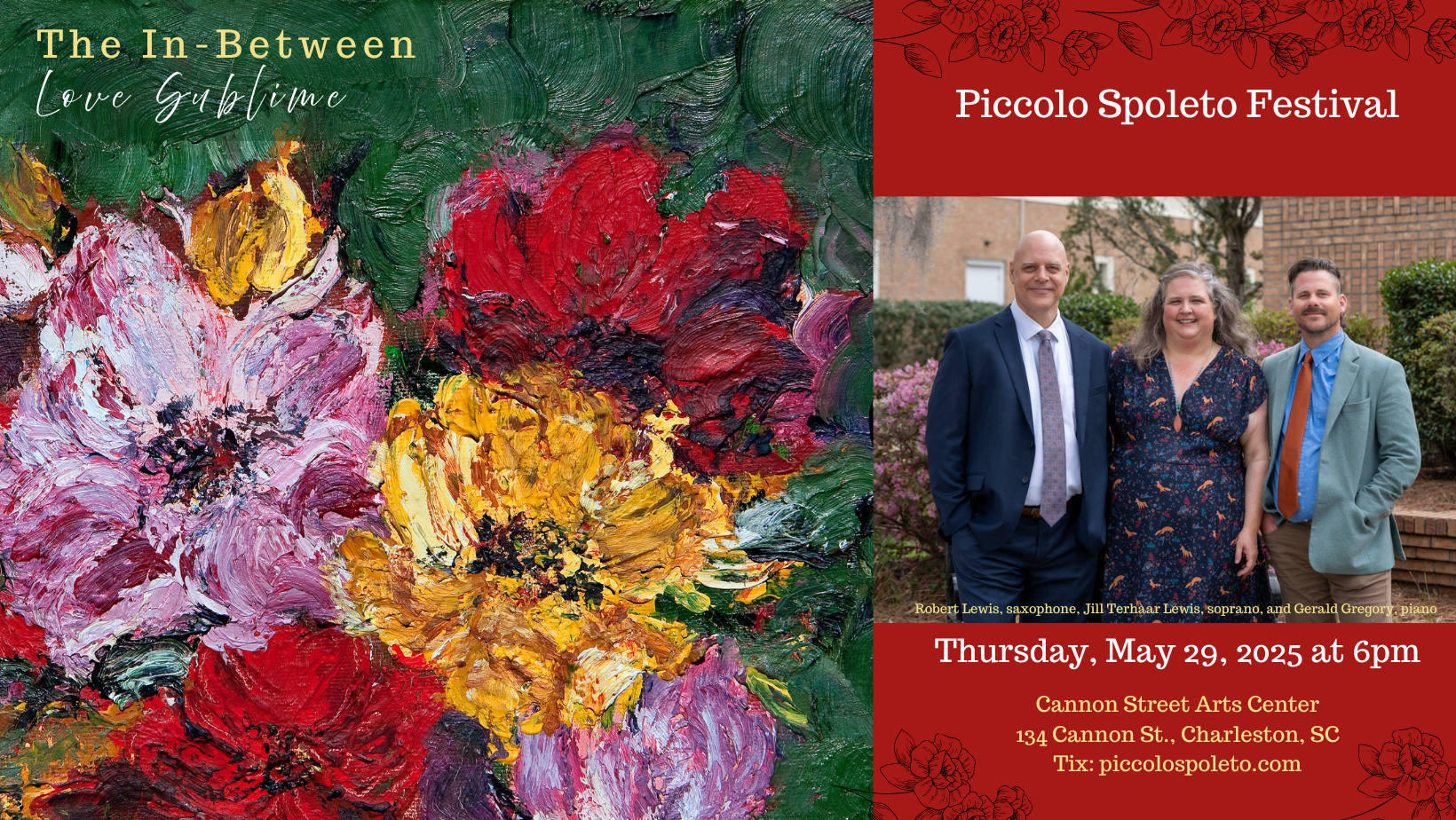 In-Between Ensemble members: 2 men in suits and a woman in a dress.