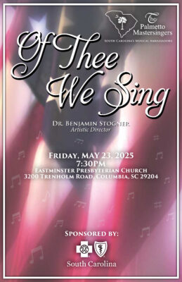 Music notes with a background of a waving American flag.