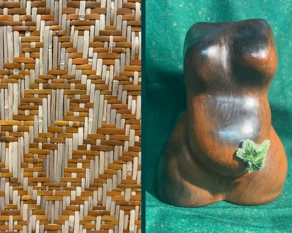 River cane weaving by Aaron Baumgardner and Catawba pottery figure by Teresa Dunlap