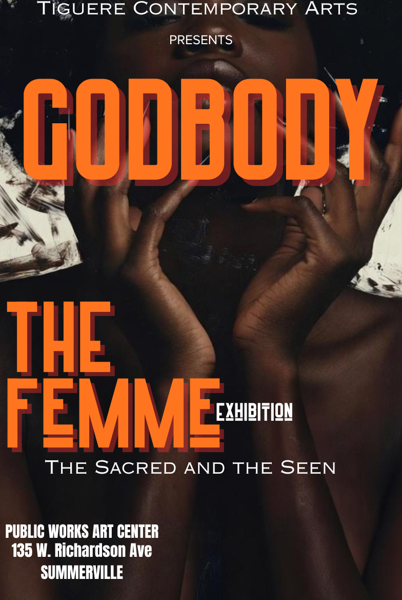 The hands and upper body of a Black woman, posed with her hands framing her face and neck.