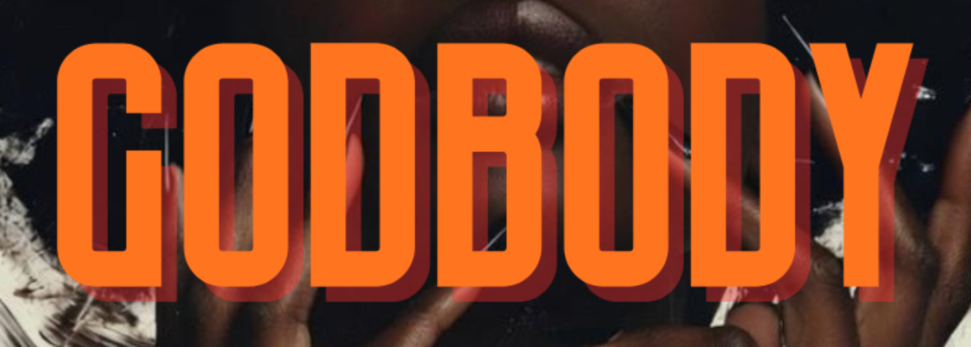 Text "GODBODY" in orange capital letters with red shadow.