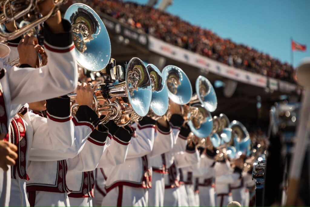 The trumpet line from the USC Marching Band.