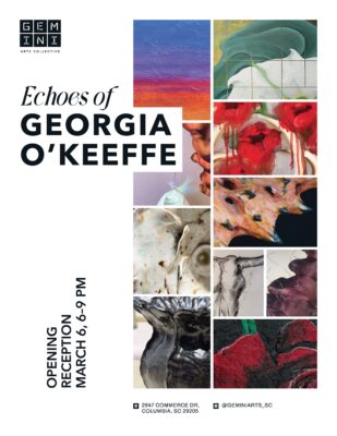 A collage of artwork inspired by Georgia O'Keeffe.