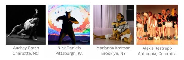 Four images of dance artists at work.
