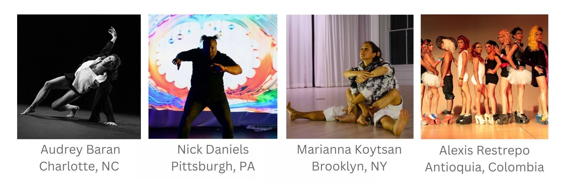 Four images of dance artists at work.
