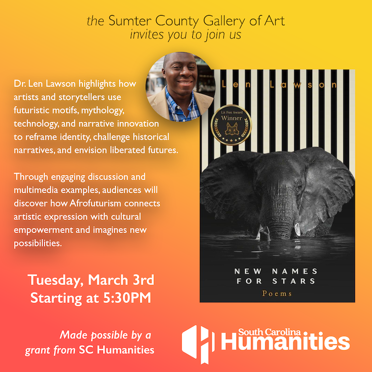 A Black man in a tan suit coat. A book cover with an elephant, titled New Names for Stars: Poems.