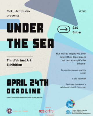 flyer for Under the Sea Virtual Art Exhibition by Moku Art Studio