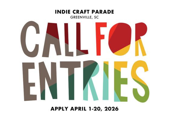 Indie Craft Parade call for entries in colorful block letters.