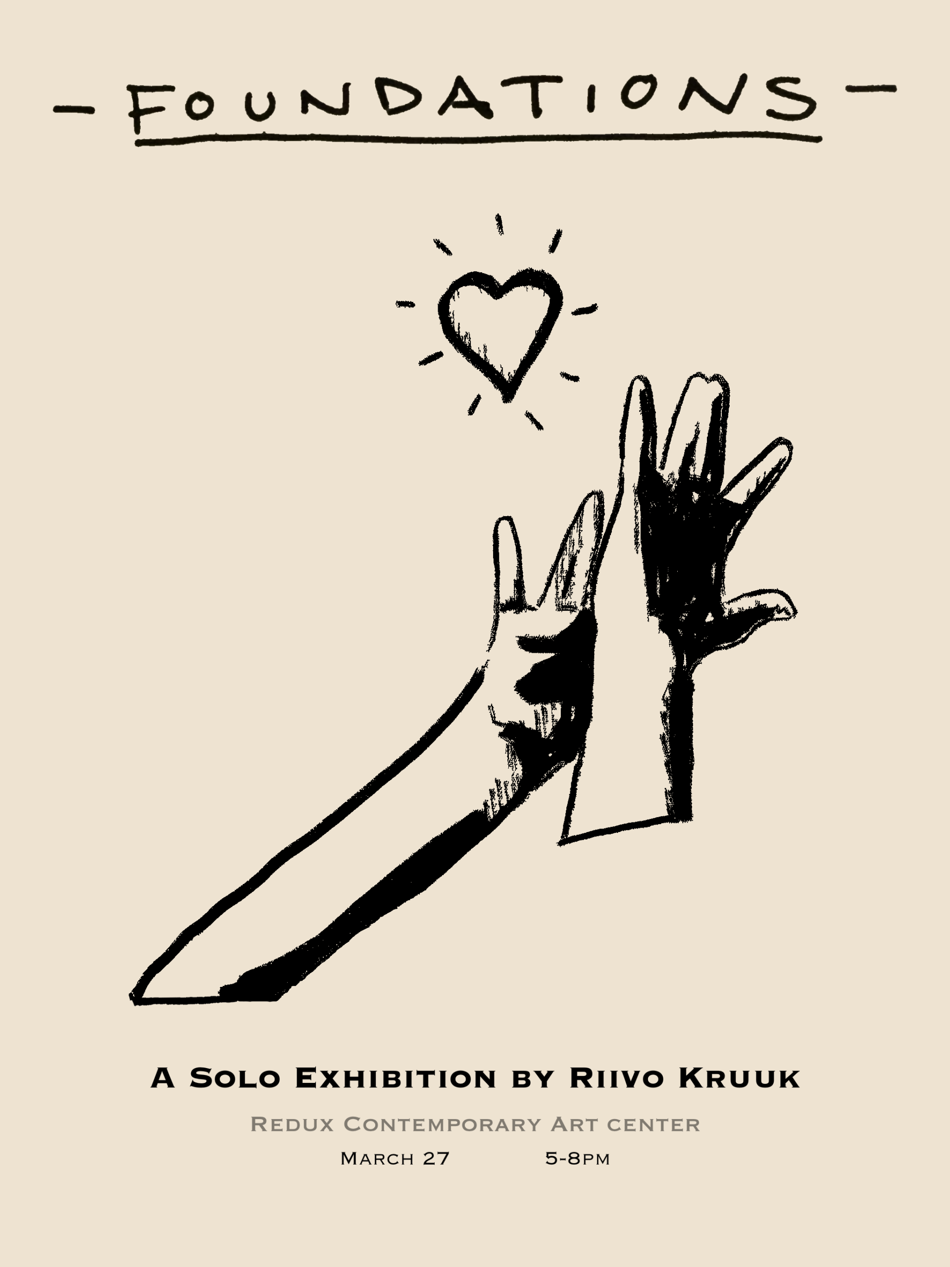 A charcoal drawing of two hands reaching upward toward a heart shape.
