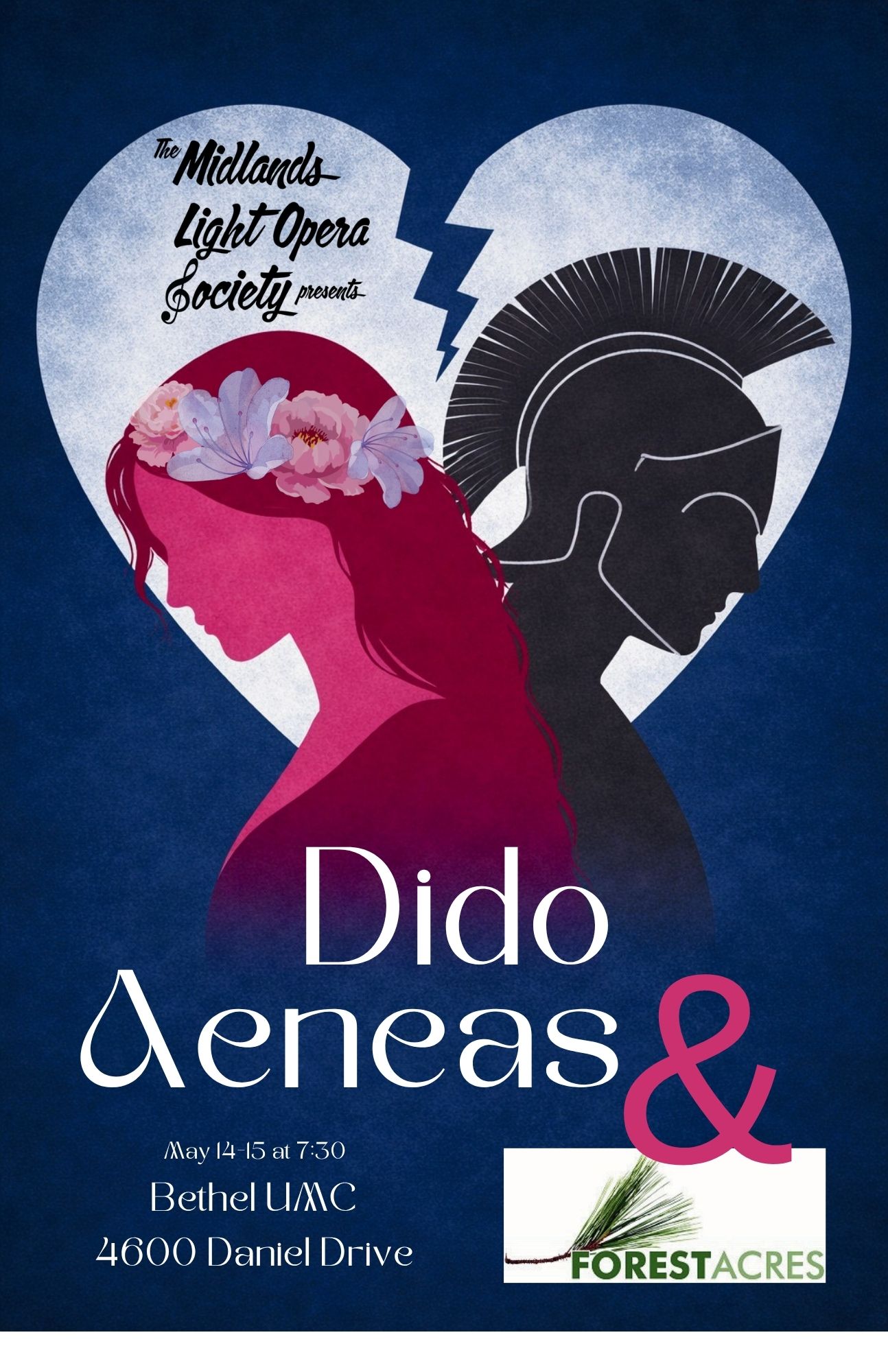 Profile silhouettes of a woman and man, with a torn heart shape in the background.