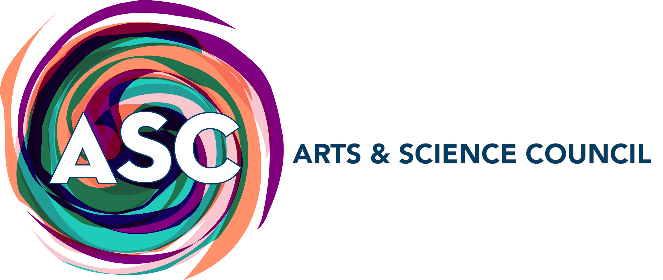 Arts and Science Council logo is a swirl of bright colors with the letters "ASC" in white.