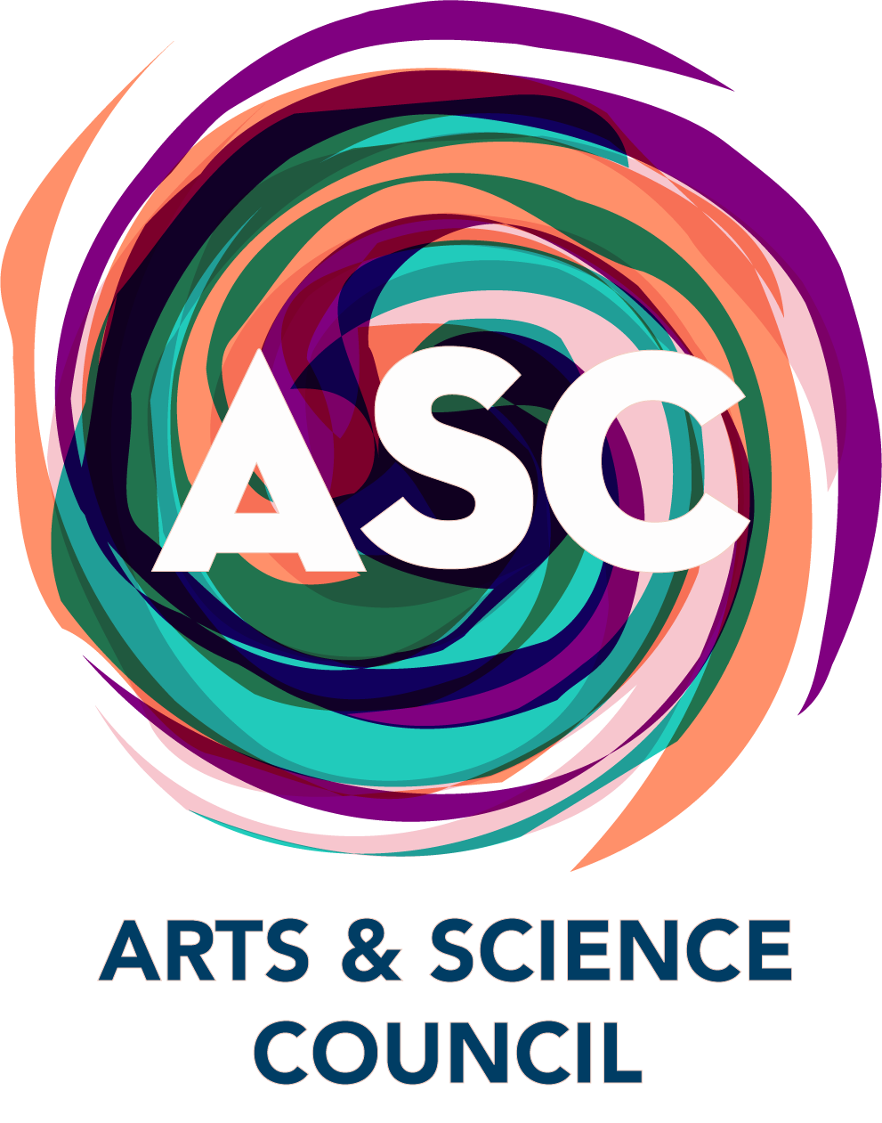 Arts and Science Council logo is a swirl of bright colors with the letters "ASC" in white.