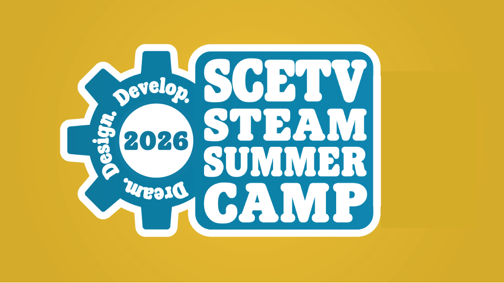 SCETV STEAM Summer Camp 2026 logo reads "Dream. Design. Develop."