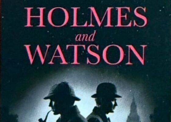 Sherlock Holmes and Dr. Watson are shown in profile against the London skyline.